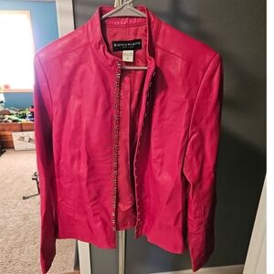 Bianca nygard hot pink leather jacket